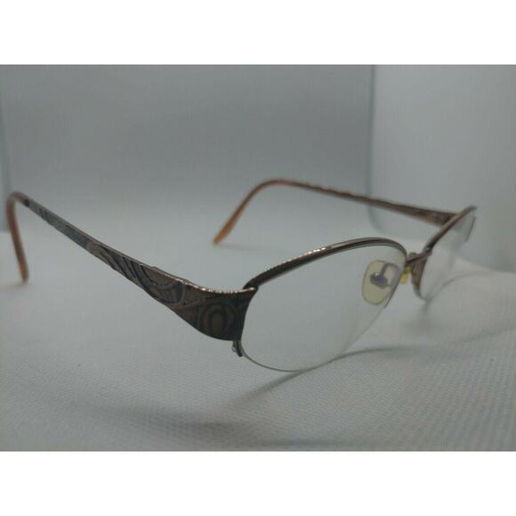 BULOVA “TARRAGONA” Eyeglasses Frame Half Rimless 51-17-135 Brown/Gold OE54 - Picture 4 of 11
